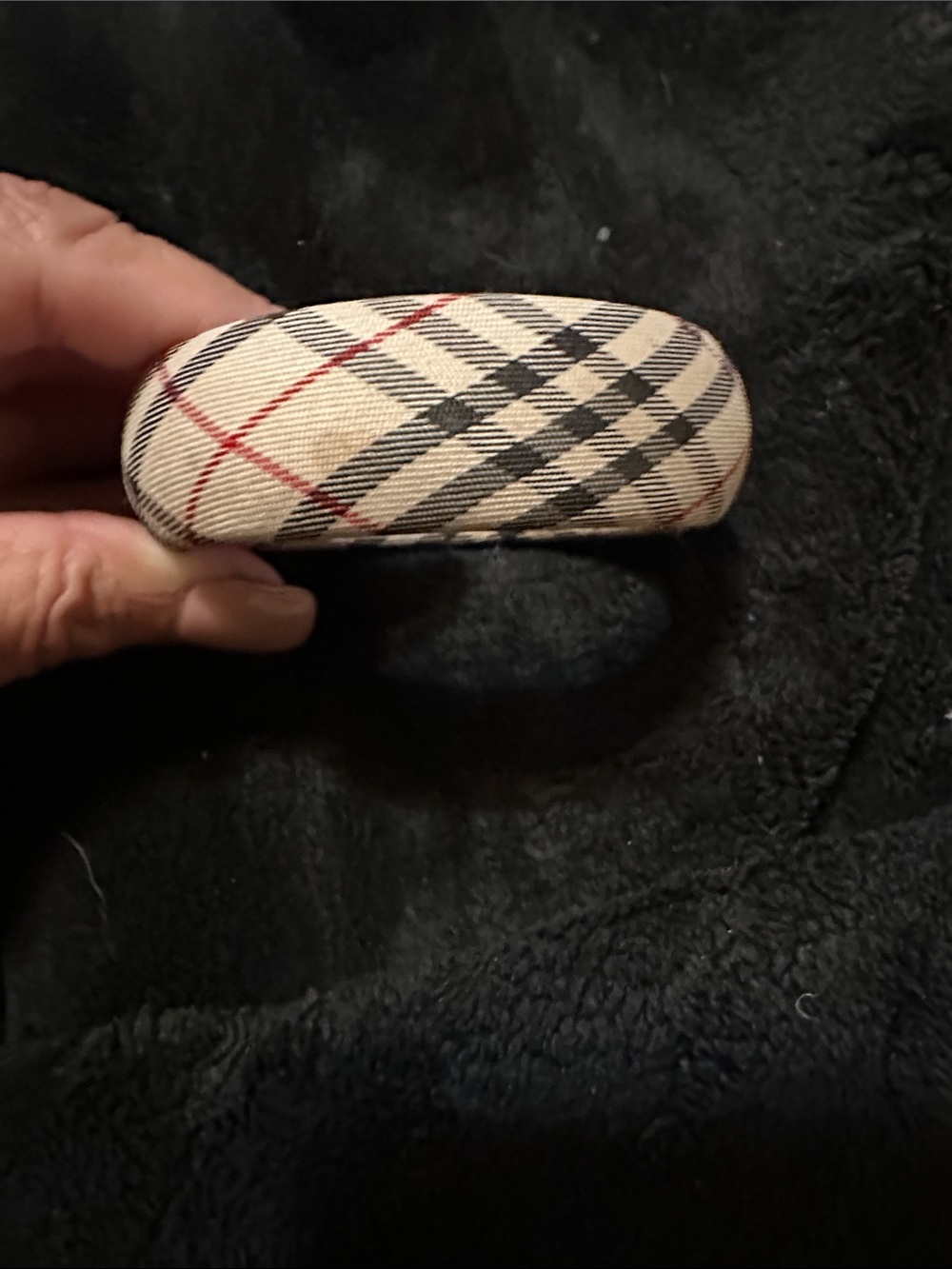 Classic Plaid Fabric Bracelet in Beige Red & Black